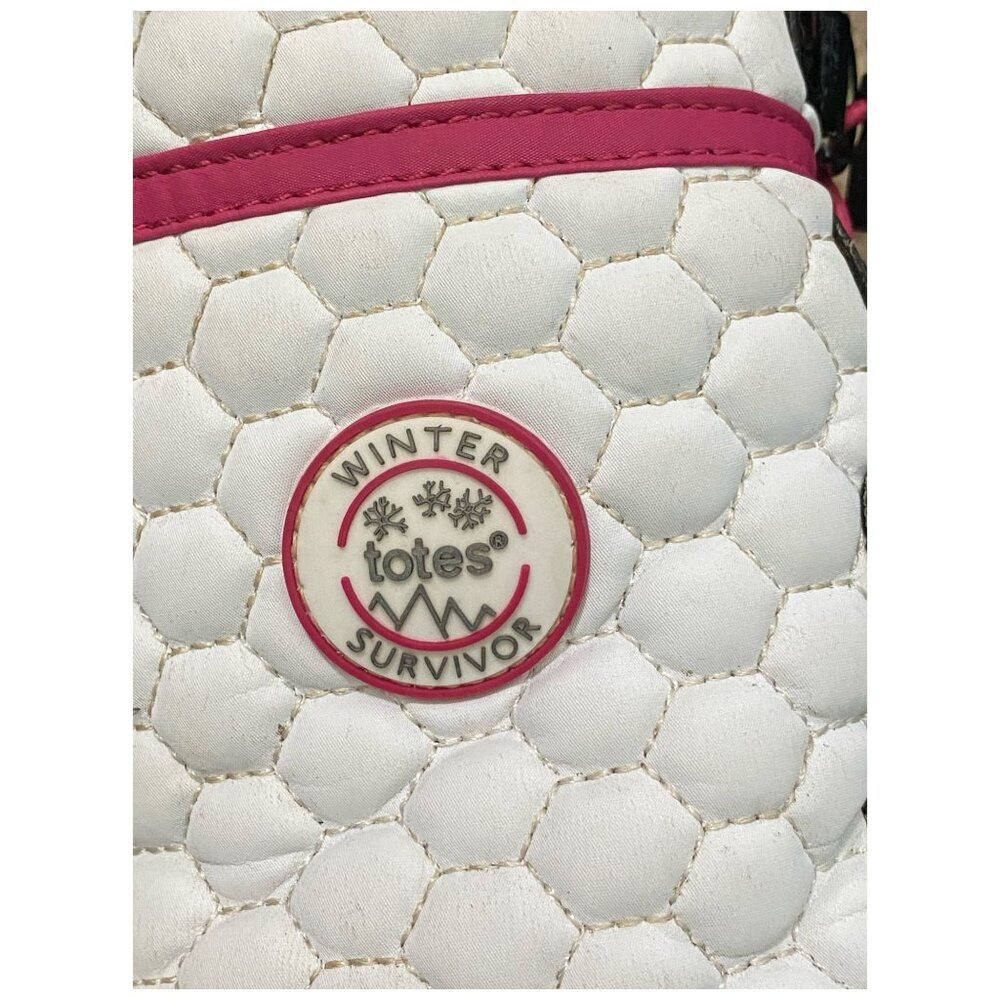 Totes Toasty White Girls Snow Boot in Black, Pink and White Sz 4 - Picture 2 of 10